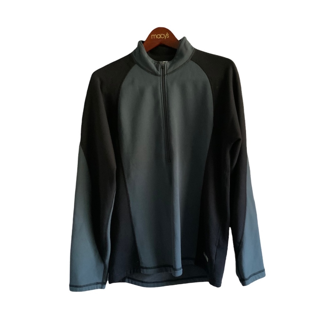 REI Sweater Mens Large Black& Grey Quarter Zip Pullover Knit Fleece Outdoor‎